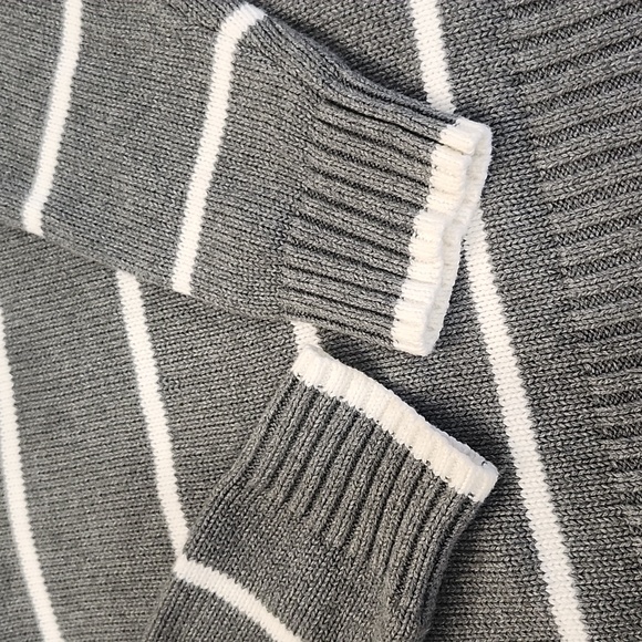 United Collors Of Benetton Men's Gray Striped Cowl Neck Zip Sweater Pullover L - Picture 5 of 12